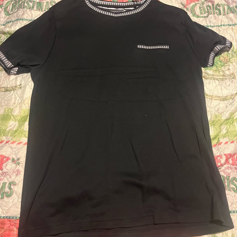 Cactus Black Tee with Checkered Accents